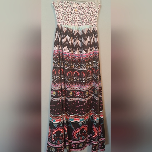Billabong strapless maxi dress small multicolor with black - Picture 2 of 2